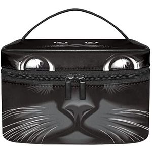 Reizen Make-up Cosmetische Case Opbergtas Zwarte Kat Ogen Cosmetische Tas Draagbaar voor Meisjes Vrouwen, Meerkleurig, 22.5x15x13.8cm/8.9x5.9x5.4in