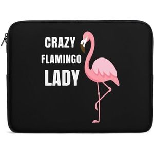 Crazy Flamingo Lady Laptop Sleeve Case Casual Computer Beschermhoes Slanke Tablet Draagtas Aktetas 15 inch