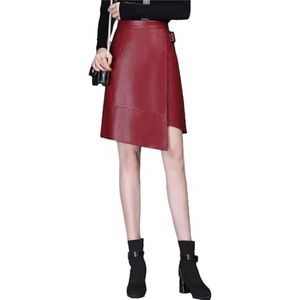 Vrouwen Zwart Rood EN8 Kaki Bruin Hoge Taille Asymmetrische Herfst Rok, Rode Rok, S