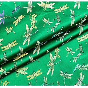 Tijuana brokaat weefsel Satijnen bekledingsstof, materiaal van kledingstof Dragonfly Jacquard Borduurpatroon Mahonie Bankkussen Antieke prestatiekleding Cheongsam Satijn 100 x 90 cm, Rood(Color:Green)