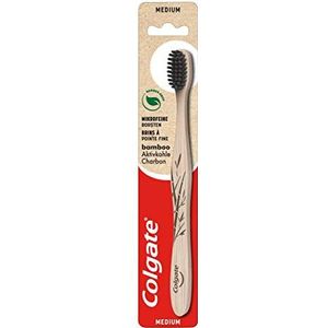 Colgate Bamboo Kids Tandenborstel, medium, 1 stuk, handtandenborstel voor kinderen vanaf 6 jaar, met middelharde borstelharen