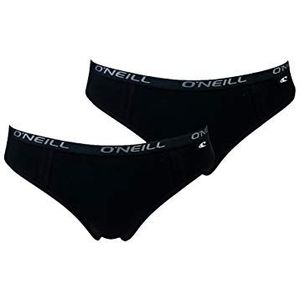 O'Neill Basic bikinislip voor dames, set van 2 stuks, sport, vrouwen, ondergoed, onderbroek, logo, katoen, effen, zwart, wit, dames, S, M, L, XL, zwart (6969), M
