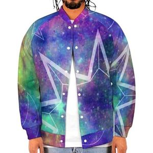 Constellation Galaxy Print Grappige mannen Baseball Jacket Gedrukt Jas Zachte Sweatshirt Voor Lente Herfst