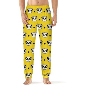 Schattige panda beer heren pyjama broek zachte lange pyjama broek elastische nachtkleding broek M