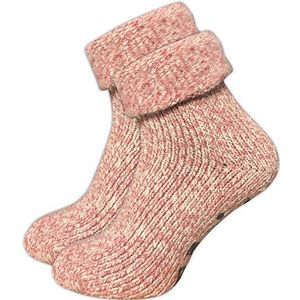 GAWILO Stoppersokken voor dames (1 paar) | antislip pantoffelsokken | zachte, behaaglijke en warme sokken met noppen, roze gemêleerd, 35-38 EU