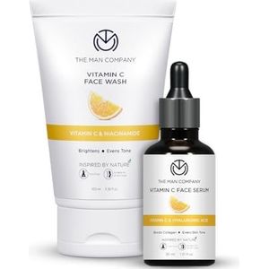 The Man Company Ultimate Vitamin C Face Care Kit with Face Wash & Face Serum, Boost Collagen, Glowing & Brightening Skin, Soft & Supple (2 Items In The Set)