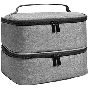 Dubbellaags nagellak opbergtas organisator draagbare make-up tas grijs grijs 24cmx20cmx19.5cm, Grijs 24cmx20cmx19,5cm, 24cmx20cmx19.5cm, als beschrijving