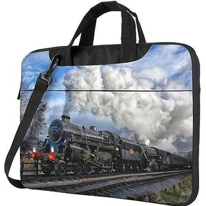 Laptophoes met gevoerde schouderriem en handvat, track-schilderachtige trein, laptoptas voor dames en heren, Zoals getoond, 15.6 inch