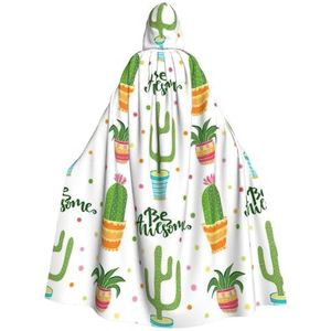 Bxzpzplj Succulent Cactus Womens Mens volledige lengte carnaval cape met capuchon cosplay kostuums mantel, 185 cm