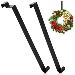 COM-FOUR® 2x deurhaken van roestvrij staal - 26 cm haken voor deurkransen en decoratie - hangers voor deuren binnen en buiten - kapstokhaken om op te hangen
