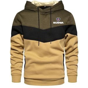 Herenhoodie voor SCANIA Patchwork Opvouwbare hoodies Pullover Street chic Casual sweatshirt met capuchon voor wandelen Reizen Kamperen,Army Green-XL