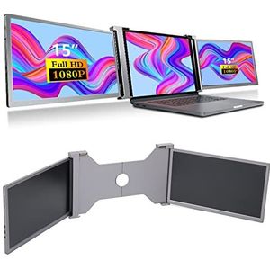 Drievoudige Draagbare Monitor - Grijs - 15-inch FHD 1080P IPS-schermvergroter