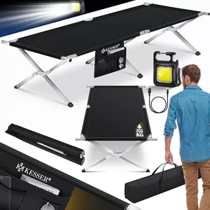 Outsunny campingbed veldbed opklapbed ligbed incl. tas 193 x 64 x 40 cm (zwart