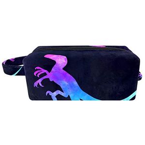 Cosmetische tas,kleine handtas make-uptas voor damesportemonnee,Paarse ruimte en dinosaurussen,make-uptasjes voor op reis
