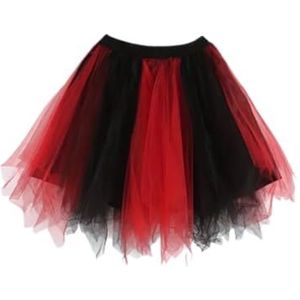 Boolavard Volwassen Vrouwen 80's Tutu Rok Gelaagde Tule Petticoat Halloween Tutu (DE/NL/SE/PL, Alfabetisch, XXL, 3XL, Regular, Regular, Rood Zwart)