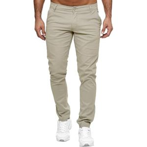 Elara chunkyrayan chino voor heren, regular slimfit, stretch, taupe, 32W / 30L