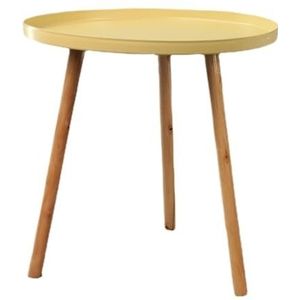 Salontafel Bijzettafel Licht Luxe Kleine Ronde Tafel Moderne Eenvoudige Kleine Salontafel Houten Been Ijzeren Plaat Bijzettafel Modieuze Salontafel(Orange)