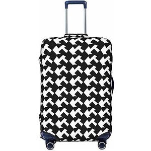 TOMPPY Pied-de-poule zwart bedrukte bagagehoes elastische wasbare kofferhoes anti-kras kofferbeschermer geschikt voor 45-70 cm bagage, Zwart, XL
