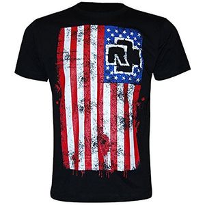 Rammstein Heren T-Shirt Amerika Officiële Band Merchandise Fan Shirt zwart met veelkleurige Front en Back Print, zwart, 5XL