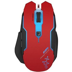 Speedlink Svipa Core Gaming 5-toetsen muis (lang design, duimplank, LED-verlichting, DPI-schakelaar tot 2800dpi) zwart/rood
