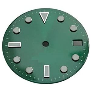 Youngran 29mm Super Blue Luminous Spiegel Waterdichte Mode Compatibel for NH35, for 36A 36Automatische bewegingsdikte 0. 4 mm / 1,0 mm Kijkwijzer leisurely (Color : Green dial)
