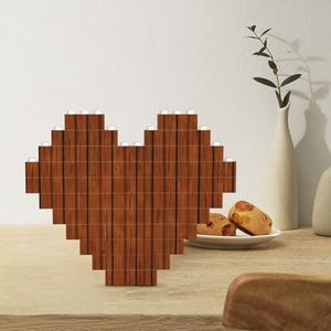 Bouwsteenpuzzel hartvormige bouwstenen bruin houten patroon puzzels blokpuzzel voor volwassenen 3D micro bouwstenen voor huisdecoratie bakstenen set