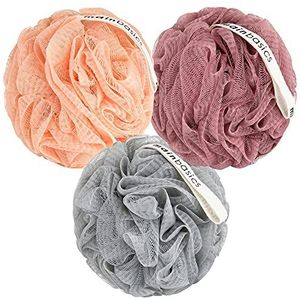 MainBasics Bad Douche Loofah Spons Poef Body Wash Scrubber (Set van 3) (Koraalrif)