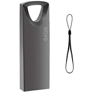 USB-Stick 64 GB, Slanke Waterdichte Flash Drive Voor School, Kantoor, Auto, PC, Laptop (Grijs)