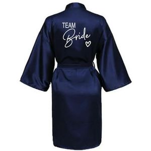 MdybF Badjas Bruiloft Team Bruid Robe Met Zwarte Letters Kimono Satijn Pyjama Bruidsmeisje Badjas, Donkerblauw, XXL
