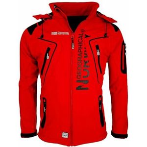 Geographical Norway Techno Softshelljas voor heren, afneembare capuchon, rood, M