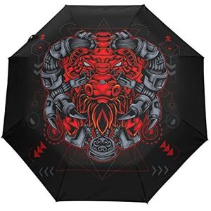 Koe Rode Art Bull Paraplu Winddicht Automatische Opvouwbare Paraplu's Auto Open Sluiten voor Mannen Vrouwen Kinderen