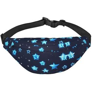 Waterdichte polyester heuptas met - lichtgewicht en duurzame crossbody-tas voor mannen en vrouwen cartoon schattige otters, Blauwe Glanzende Sterren, Eén maat