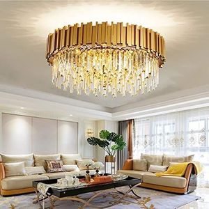 Moderne kroonluchter kristallen lamp, kristallen plafondlamp goud, 5xE14 lampen voor eetkamer, keuken, woonkamer, slaapkamer, hal, café, bar