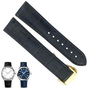 dayeer Leren horlogeband voor Omega De Ville Seamaster Constellation horlogeband (Color : Blue gold, Size : 19mm)