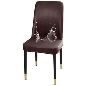 Set Waterdichte PU Leren Stoelhoezen Met Armbescherming Stretch Universele Hoes For Eetkamerstoelen Met Gebogen Rugleuning For Keuken En Woonkamer(Dark Brown,1 Pack)