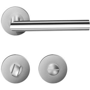 1 verpakking HAIFUAN roestvrijstalen deurkruk met badkamerknop, deurslotgreepset, deurgreep, geborsteld roestvrij staal (S02-103BK)