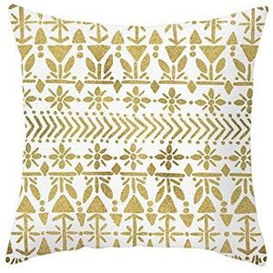 Ethereval Linnen bank kussenslopen voor sofa stoel kussen woonkamer sneeuwvlokken driehoek kunst patio meubels vervangende set wit goud - 40 x 40 cm