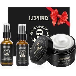 Scheren Kit voor Mannen, Aftershave Mannen Gift Set Inclusief Sandelhout Scheercrème, Aftershave Lotion voor Mannen en Pre Shave Oil Fights Nicks, Cuts en Razor Burn Gift Set voor Hem Mannen Vriend