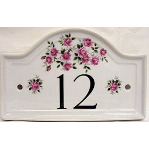 Rosalie roze rozen huis deur nummer plaque keramische bloemen huis deurnummer teken elk nummer beschikbaar hand versierd in het Verenigd Koninkrijk gratis levering