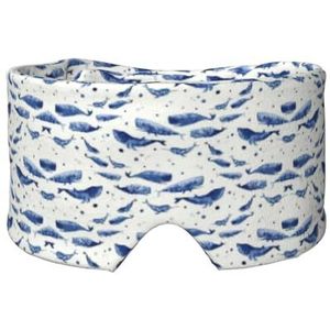 Kleine Blauwe Walvis Zwemmen Print Slaap Oog Oor Masker Zachte en Comfortabele Oogblinder Blinddoek Schaduw Voor Mannen Vrouwen
