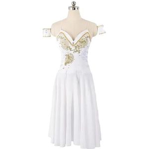 LPHFDCS Chiffon Dansjurk Wit Chiffon Ballet Kostuum Professionele Podium Dans Ballet Jurk voor Meisjes Lyrische Dans Rok Dans Jurk (Volwassen XXL)