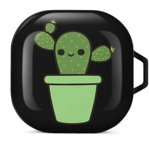 Leuke cactus in groene pot oortelefoon hoesje compatibel met Galaxy Buds/Buds Pro schokbestendig hoofdtelefoon hoesje zwart stijl