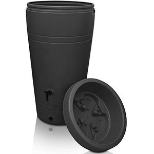 YourCasa Regenton 230 liter [Decore Design] regenvat vorstbestendig van kunststof - regenwaterton met kraan - regenwatertank tuin (antraciet)