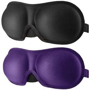 2 stuks 3D slaapmasker ooglapje oogdekking zacht draagbaar voor oog reizen ontspannen slaaphulp ooglapje schaduw blinddoek oogmasker (zwart en paars)
