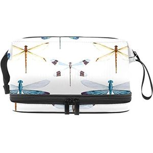 Grote capaciteit reizen cosmetische tas, kleur kunst libel schilderen, make-up tas, waterdichte make-up tas organisator, Meerkleurig, 27x15x14 cm/10.6x5.9x5.5 in