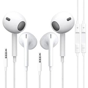 2 stuks bedrade Apple oordopjes [MFi-gecertificeerd] iPhone-hoofdtelefoon bekabeld/3,5 mm plug oortelefoons (microfoon en volumeregeling) iPhone-oortelefoons bedraad voor