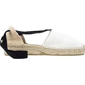 ALPARGATUS - Witte Valenciaanse espadrilles met zwarte band en lage sleehak., Regulable, 41 EU