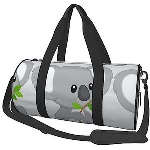 Groene blad koala ronde gymtas grote capaciteit reizen plunjezak, duurzame ronde reizen sport tassen, zwart, één maat, Zwart, Eén maat