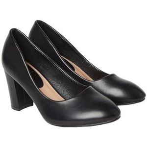 Good For The Sole Camilla-pumps voor dames, amandel teen, brede schoenen met hak, Zwart, 23.0 cm