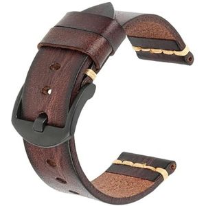 dayeer Maikes lederen horlogeband voor Timex horlogeband voor Omega horlogeband voor Tissote polsbanden (Color : Dark Brown-black, Size : 24mm)